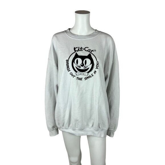 Kit-Cat Clock Sweatshirt Women's Extra Large Black White Vintage 90s Crewneck Sw